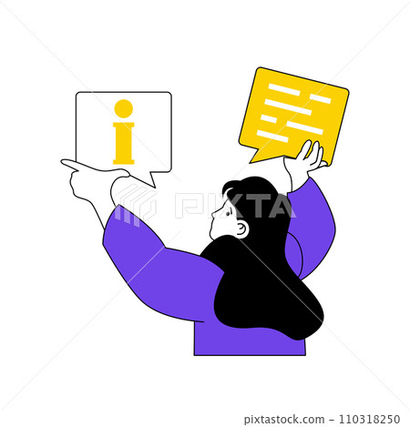 Contact us concept with cartoon people in flat design for web. Woman answering customer questions and giving technical information. Vector illustration for social media banner, marketing material. 110318250