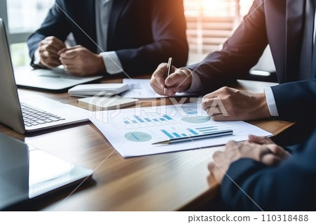 AI-generated content. Business formal meeting conference discussion with coworker shareholder 110318488