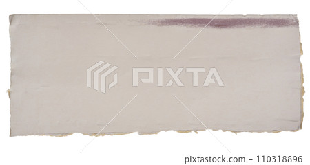 Torn piece of white cardboard on isolated background 110318896