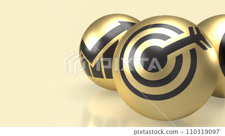 The target icon on gold ball for Business concept 3d rendering. The target icon on gold ball for Business concept 3d rendering. 110319097