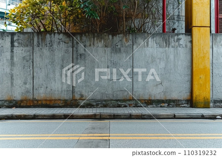 street wall background ,Industrial background, empty grunge urban street with warehouse brick wall. generative ai. 110319232
