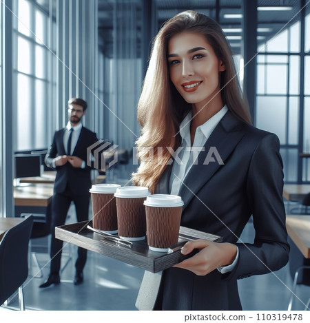 business woman in the office of a business center with coffee 110319478