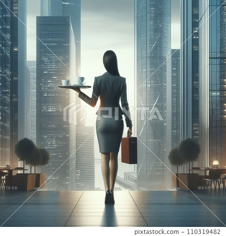 business woman in the office of a business center with coffee business woman in the office of a business center with coffee 110319482