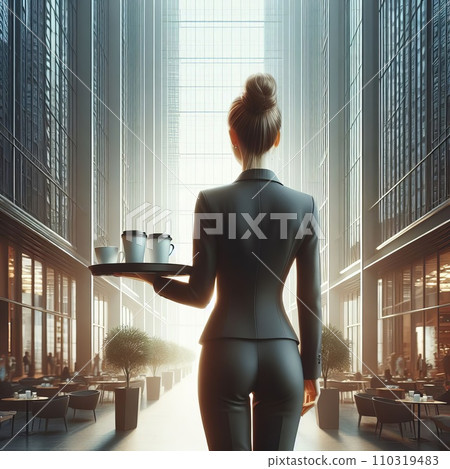 business woman in the office of a business center with coffee business woman in the office of a business center with coffee 110319483