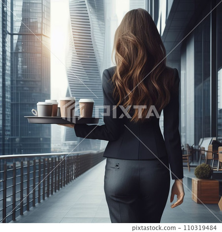 business woman in the office of a business center with coffee business woman in the office of a business center with coffee 110319484
