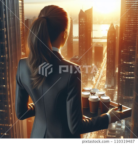 business woman in the office of a business center with coffee business woman in the office of a business center with coffee 110319487