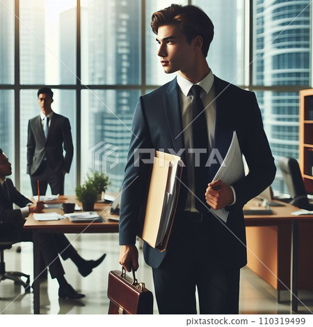 Business man with documents in the office 110319499