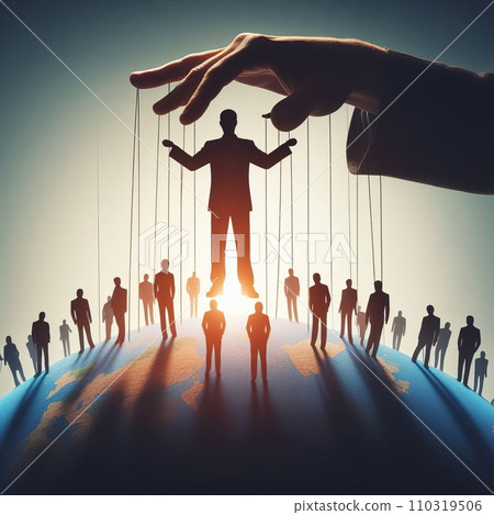 The shadow hand controls governments like puppets. World government concept. The shadow hand controls governments like puppets. World government concept. 110319506