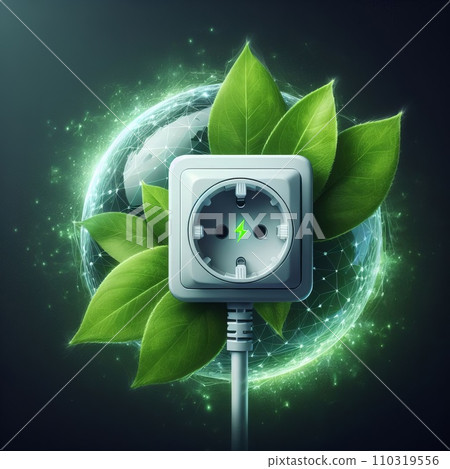 Rosette and green leaf. Clean green energy concept Rosette and green leaf. Clean green energy concept 110319556