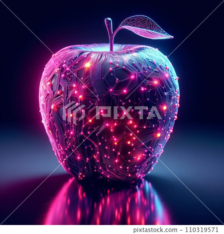Futuristic glowing neon apple fruit 110319571