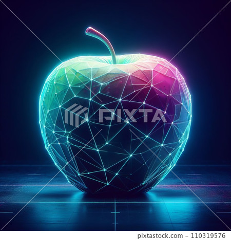 Futuristic glowing neon apple fruit 110319576