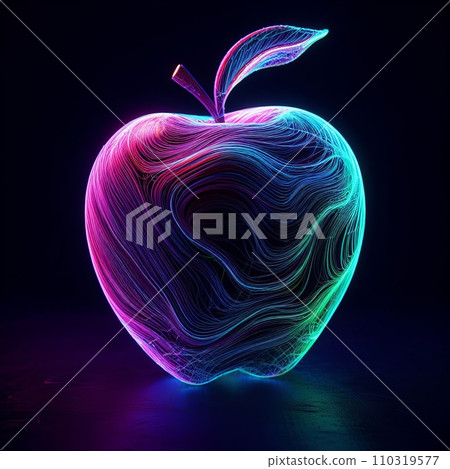 Futuristic glowing neon apple fruit Futuristic glowing neon apple fruit 110319577