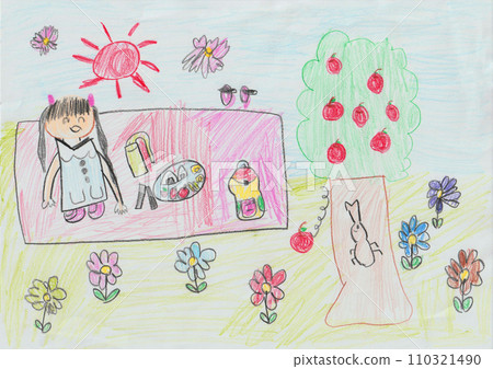 孩子們畫的野餐圖畫 110321490
