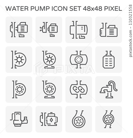 Water pump vector icon 48x48 pixel perfect and editable stroke. 110321558