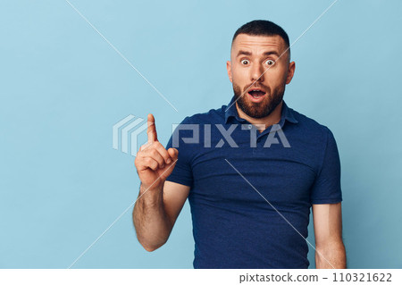 Man adult handsome guy isolated background casual finger young man background caucasian person 110321622