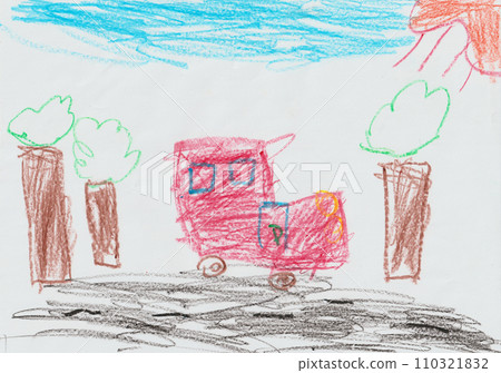 child's drawing of a car child's drawing of a car 110321832
