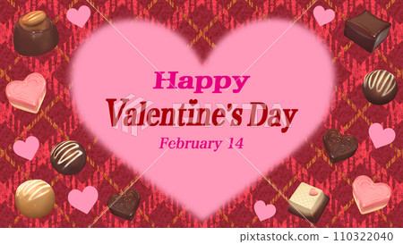 Valentine's Day background with heart and chocolate logo 16:9 110322040