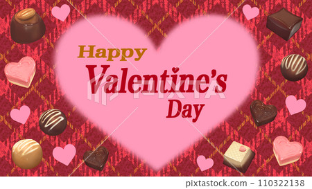 Valentine's Day background with heart and chocolate logo 16:9 110322138