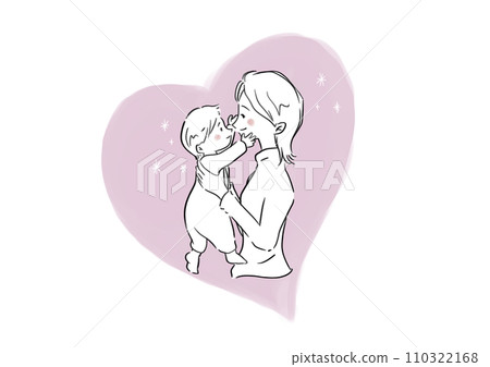 Watercolor illustration of a woman holding a baby and a heart Watercolor illustration of a woman holding a baby and a heart 110322168