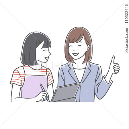 學習的女孩和教學學習的女老師插畫素材 學習的女孩和教學學習的女老師插畫素材 110322446