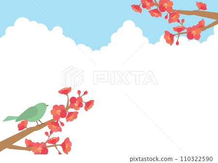 Simple background material of plum and Japanese bush 110322590