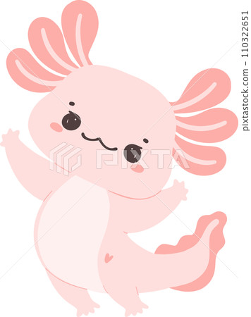 Cute baby Axolotl Mexican walking fish in pink 110322651