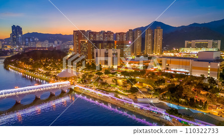 Shing Mun River with Christmas decoration at Shatin Dec 24 2023 110322733