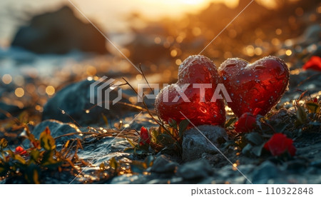 Heart shape with with beautiful Valentine's decoration background Heart shape with with beautiful Valentine's decoration background 110322848