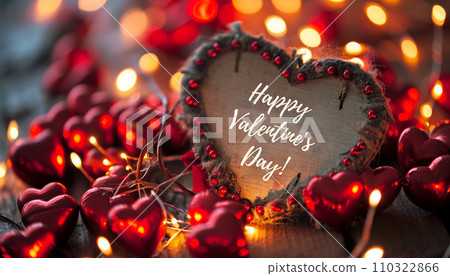 Heart shape with Happy Valentine's Day text on beautiful valentine's day background Heart shape with Happy Valentine's Day text on beautiful valentine's day background 110322866