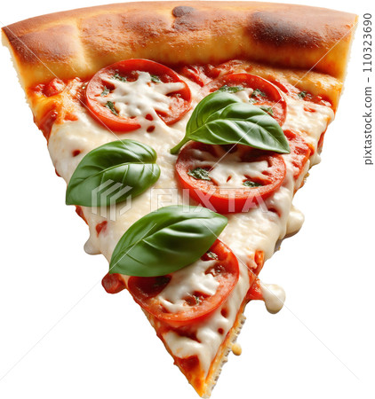 Margherita pizza with a slice of melted cheese 110323690