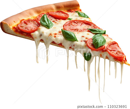 Margherita pizza with a slice of melted cheese 110323691