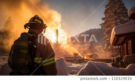在火災現場工作的亞洲男性消防員、自衛隊和救援人員 在火災現場工作的亞洲男性消防員、自衛隊和救援人員 110324010
