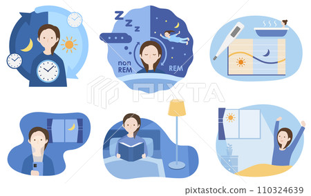 與睡眠環境和睡眠機制相關的插圖集 110324639