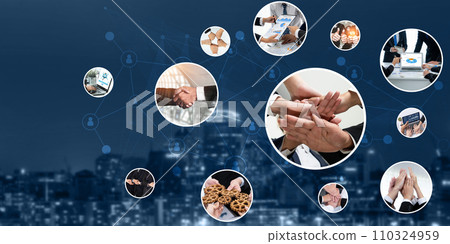 Teamwork and human resources HR management technology for business kudos 110324959