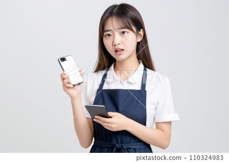 A Japanese beauty who is furious (angry) while operating a smartphone AI Generated 110324983