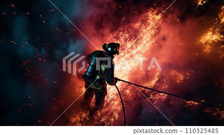 Firefighters, firefighters, and fire brigade fighting flames in fires and house fires Firefighters, firefighters, and fire brigade fighting flames in fires and house fires 110325485