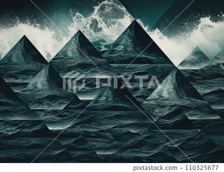 AI-generated content. abstract ocean background with geometry shapes and water waves comeliness 110325677