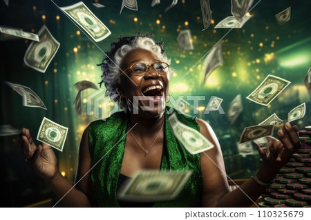 AI-generated content. Lucky person win big jackpot from gambling in casino comeliness 110325679