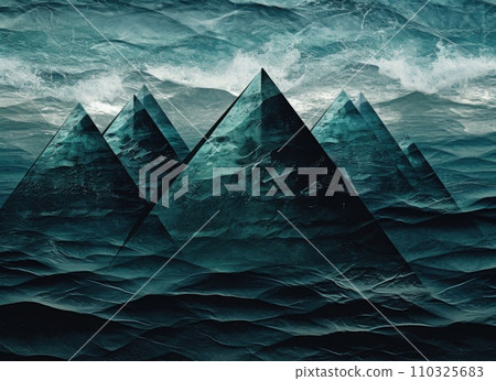 AI-generated content. abstract ocean background with geometry shapes and water waves comeliness 110325683