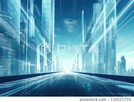AI-generated content. Abstract city background, cityscape double exposure comeliness 110325720