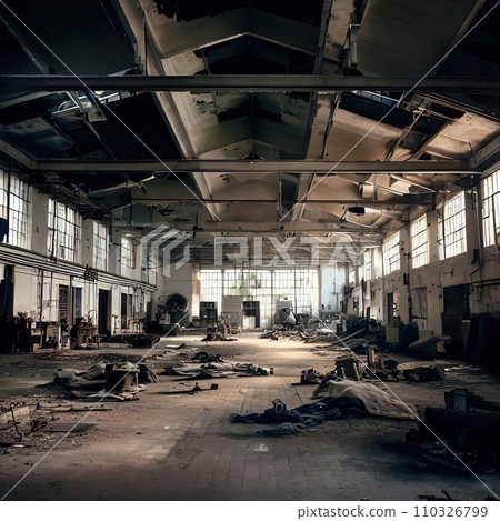 Interior of an abandoned textile factory  110326799