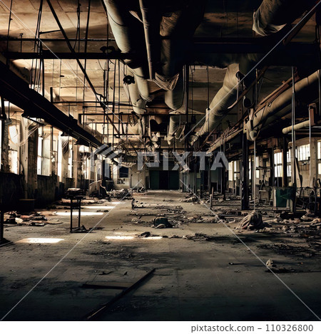 Interior of an abandoned textile factory  Interior of an abandoned textile factory  110326800