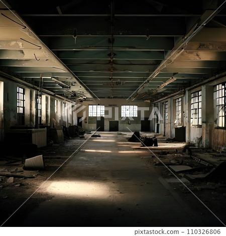 Interior of an abandoned textile factory  110326806