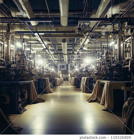 Interior of an abandoned textile factory  110326809