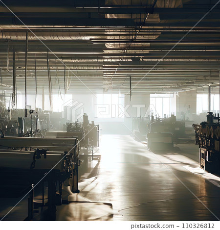 Interior of an abandoned textile factory  110326812