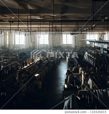 Interior of an abandoned textile factory  110326815