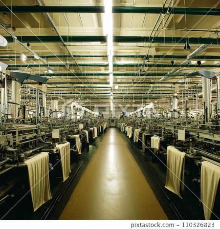 Interior of an abandoned textile factory  110326823