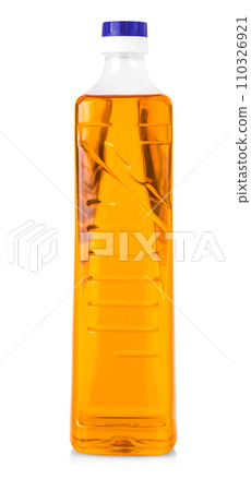 Oil in plastic bottle isolated on white background 110326921