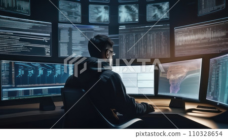 Young man works as programmer 110328654