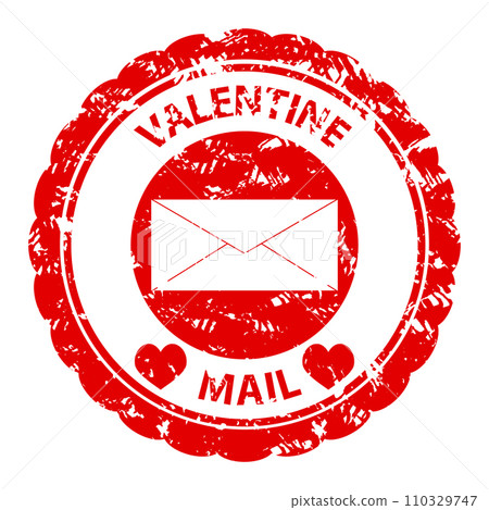 Valentine mail rubber stamp icon, print texture 110329747